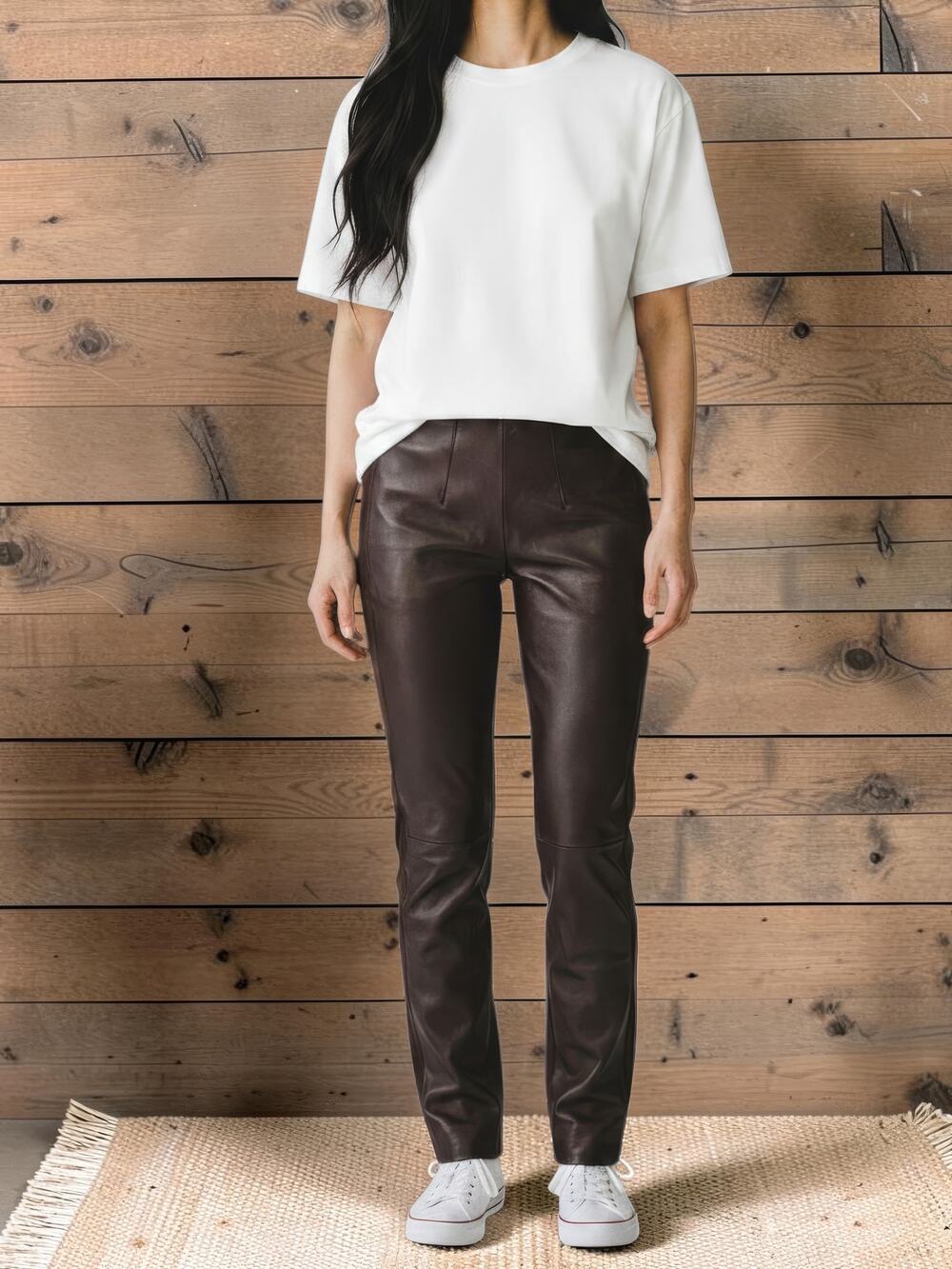MY TRIBE NWT Brown 100% Leather Pants W/ Stretchy Back Y2K 90's XS